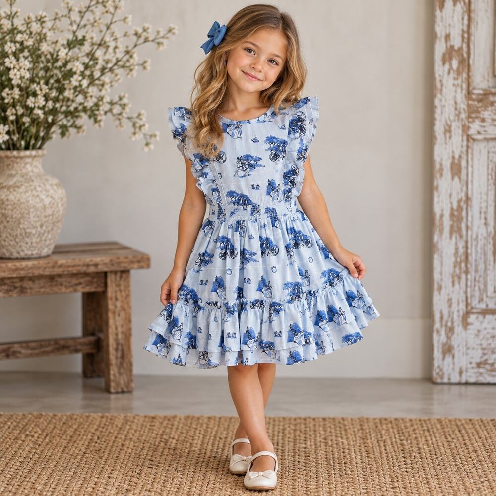 Janie Jack Blue Cinderella Print Fit & Flare Dress 5